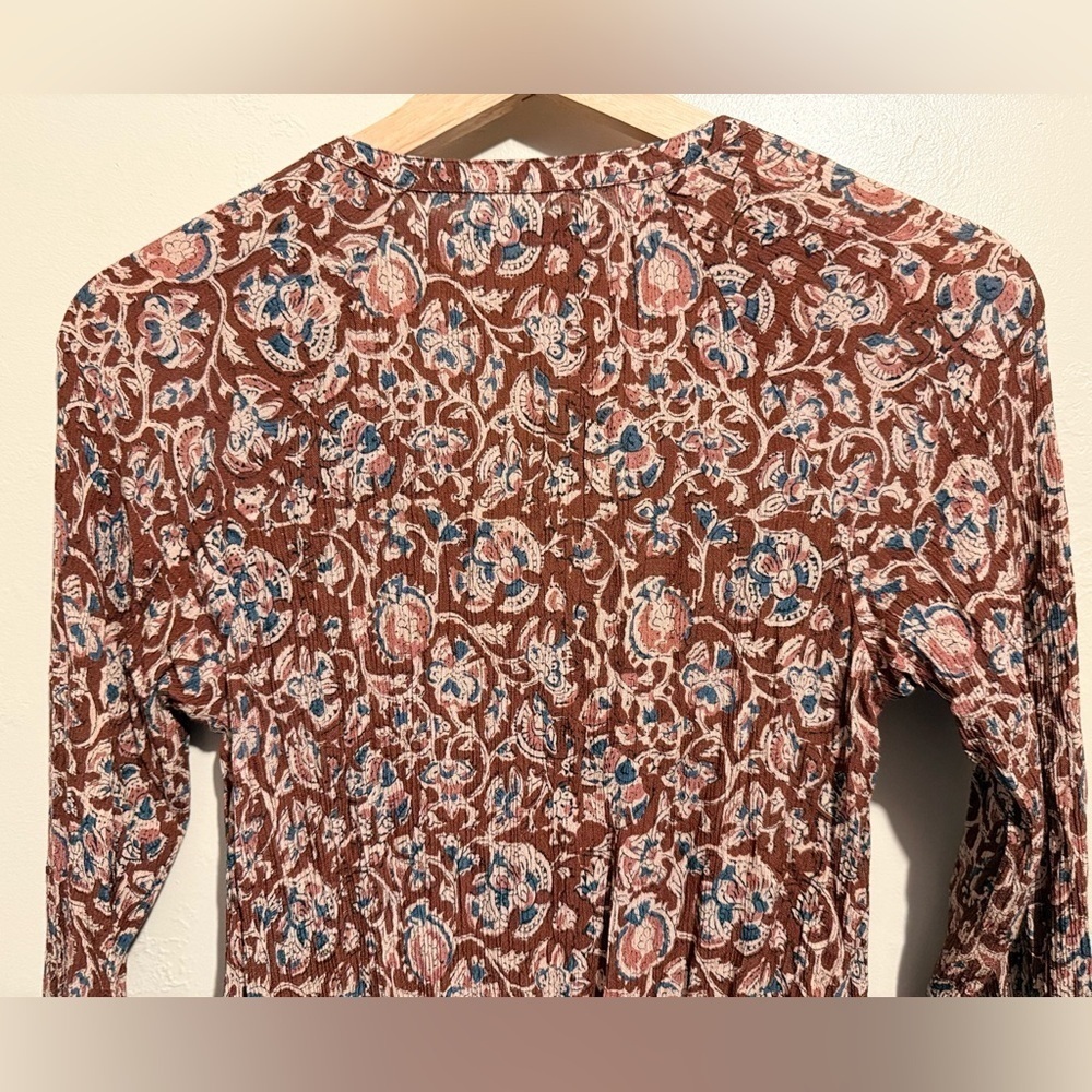 FAHERTY | Montara Long Sleeve Dress Merlot Bordeaux Floral Dress Women’s Size XS - Picture 14 of 15
